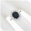 Image 7 : New 18K White Gold 3.22 ctw GIA NO HEAT Cushion Green Sapphire & Diamond Halo Ri