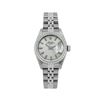 Image 2 : Rolex Ladies Stainless Steel Silver Index Engine Turn Bezel Date Wristwatch With