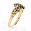 Image 7 : Antique Victorian 10k Rosy Yellow Gold Emerald & Seed Pearl w/ Scroll Work Ring