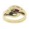 Image 6 : 14K Yellow Gold 0.96 ctw Ruby, Sapphire & Diamonds Moi Et Toi Bypass Band Ring
