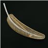 Image 2 : Vintage 18K Gold & Platinum 1 ctw Diamond Polished Long Feather Leaf Brooch Pin