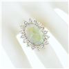 Image 3 : Vintage 14k Gold Oval Cabochon Opal w/ 4.0 ctw Round Diamond Halo Cocktail Ring