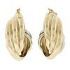 Image 3 : Solid 14K Two Tone Gold Polished Tubes Large 25.2mm Hallow Design Hoop Earrings