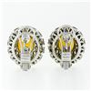Image 2 : FINE 18K White Gold 7.80 ctw Oval Citrine & Brilliant Diamond Double Halo Earrin