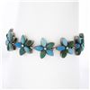 Image 6 : Vintage Silver Marquise Shape Natural Blue Turquoise Floral Link Chain Bracelet