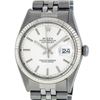 Image 1 : Rolex Mens Stainless Steel 36MM Silver Index White Gold Bezel Datejust Wristwatc