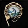 Image 2 : 14k Gold Reverse Painted Marlin Fish Intaglio w/ Fishing Pole Frame Pin Brooch