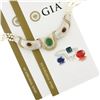 Image 9 : 18k Gold GIA Colombian Emerald & Ruby Diamond Three Strand Pearl Collar Necklace
