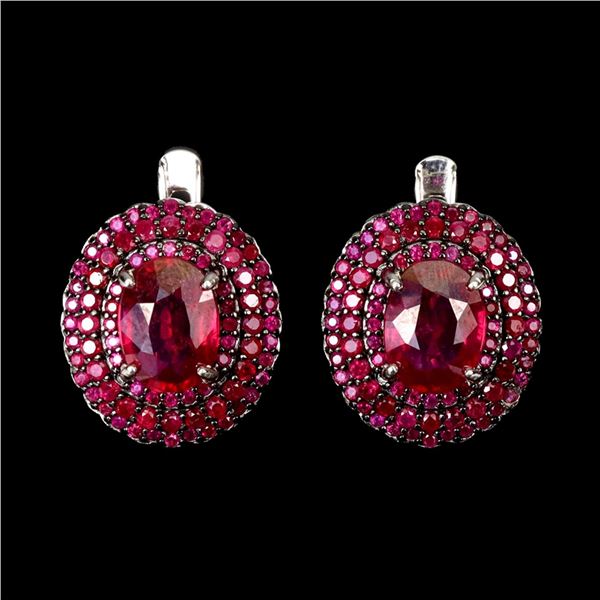 Natural Pigeon Blood Red Ruby Earrings