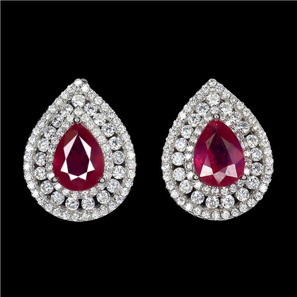 Natural Pigeon Blood Red Ruby Earrings