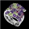 Image 1 : Natural Amethyst Peridot Garnet Ring