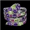 Image 2 : Natural Amethyst Peridot Garnet Ring