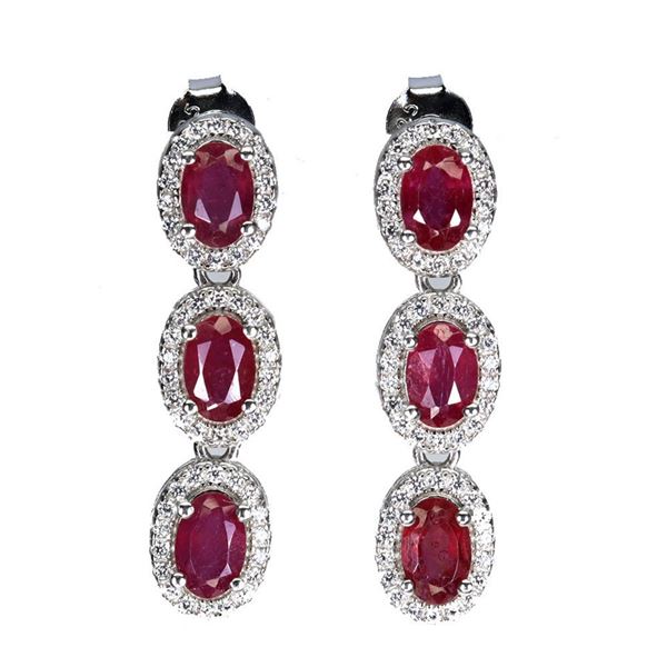 Natural  Red Ruby Earrings