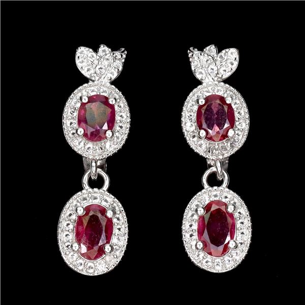 Natural Red Ruby Earrings