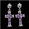 Image 1 : Natural  Marquise Amethyst Cross Earrings