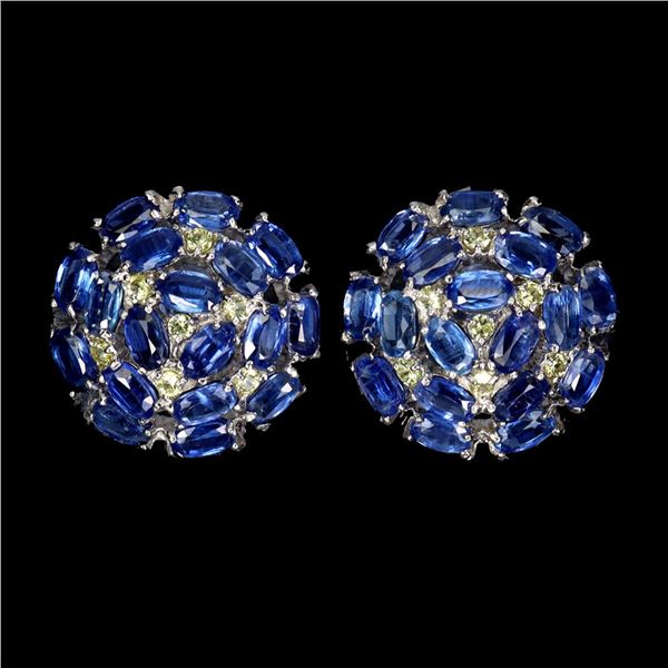 Natural Blue  Kyanite Peridot Earrings