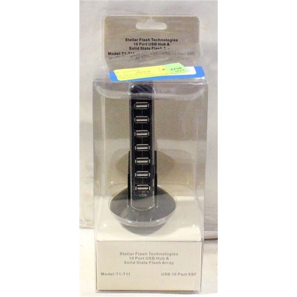 NEW STELLAR FLASH TECHNOLOGIES 10 PORT USB HUB