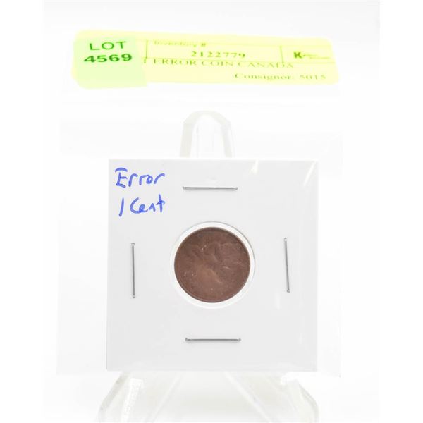 1 CENT ERROR COIN CANADA