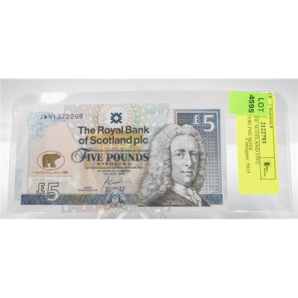 2005 BANK OF SCOTLAND FIVE POUNDS STERLING NOTE