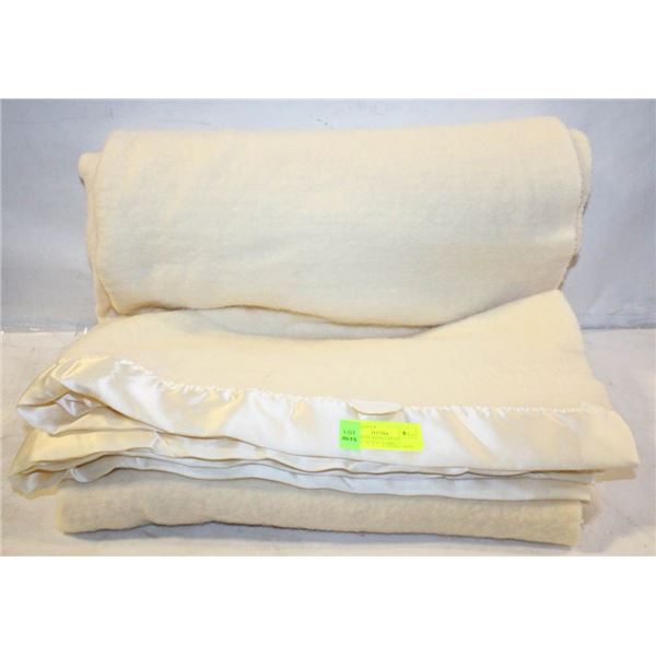 PURE VIRGIN WOOL CREAM BLANKET 74"X74", FABRIC T
