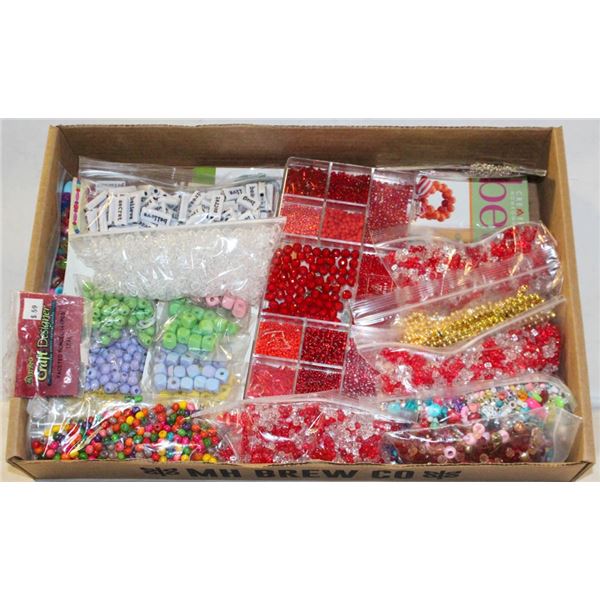 LARGE LOT OF CRAFT BEADS AND BEADING PROJECTS