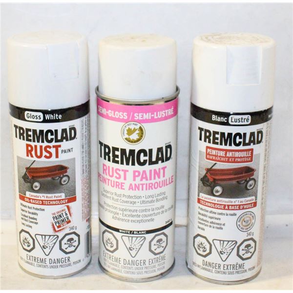 3PK WHITE TREMCLAD SPRAY PAINT