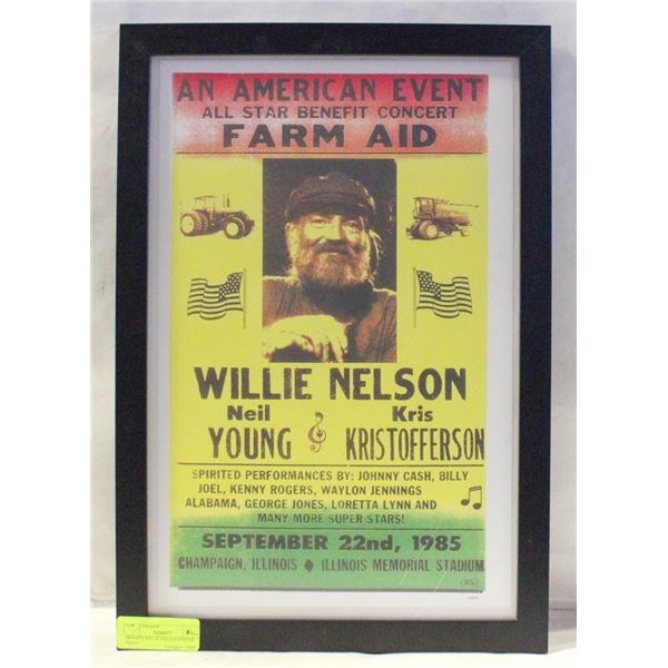 FRAMED WILLIE NELSON POSTER PRINT