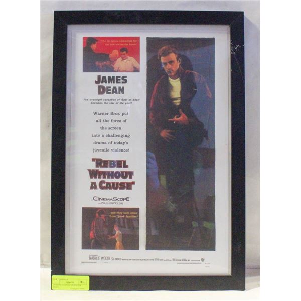 FRAMED JAMES DEAN POSTER PRINT