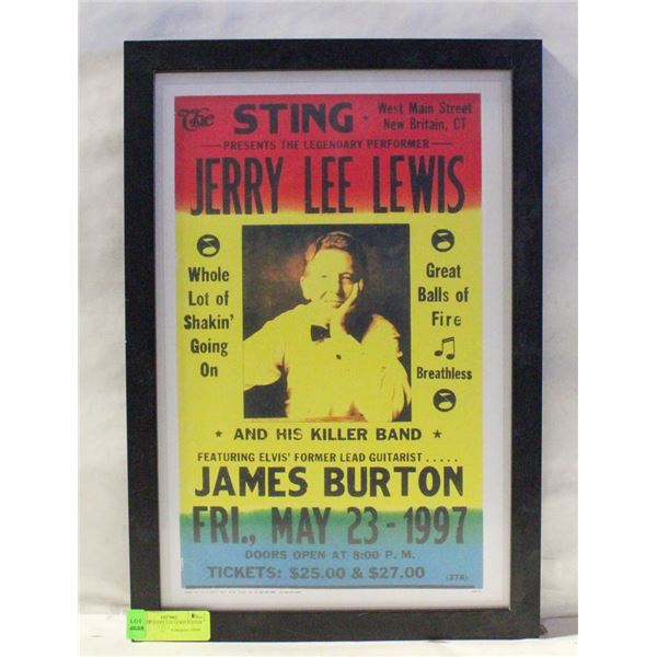 FRAMED JERRY LEE LEWIS POSTER PRINT
