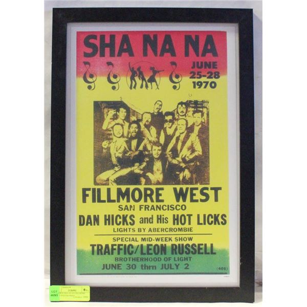 FRAMED SHA NA NA FILLMORE WEST POSTER PRINT