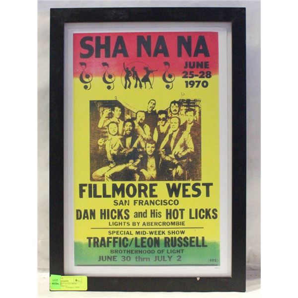 FRAMED SHA NA NA FILLMORE WEST POSTER PRINT