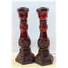 Image 1 : LOT OF TWO RUBY CANDLE HOLDERS
