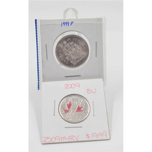 VINAGE 50 CENT COIN + 2009 COIN