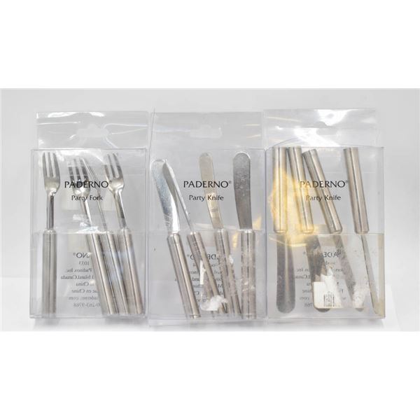 LOT OF PADERNO PARTY UTENSILS IN BOXES