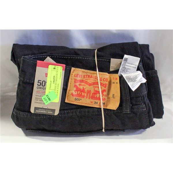 NEW LEVIS 501 ORIGINAL 34 X 34 BLACK JEANS