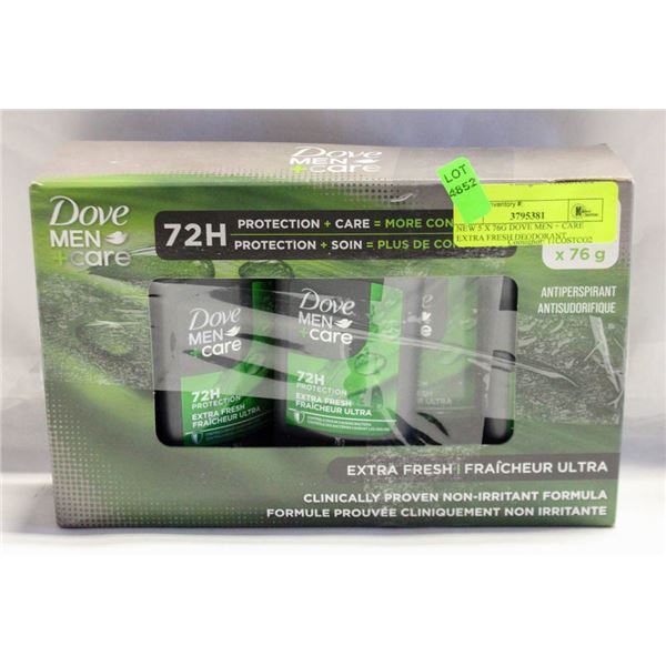NEW 5 X 76G DOVE MEN + CARE EXTRA FRESH DEODORANT