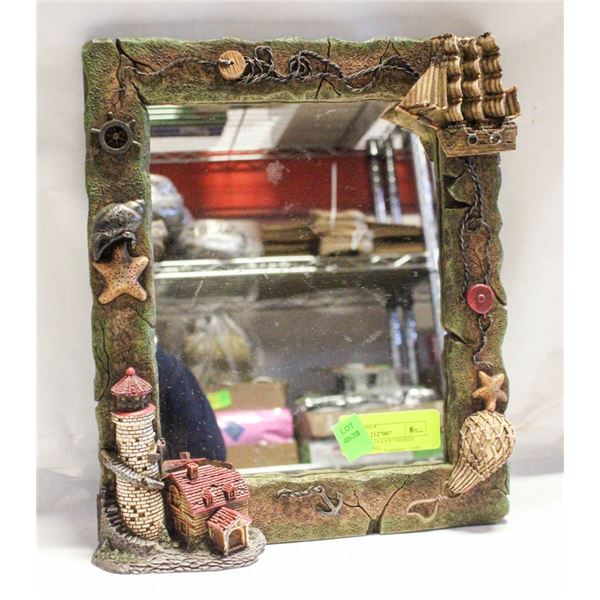 LIGHTHOUSE / OCEAN THEMED MIRROR W/ WALL