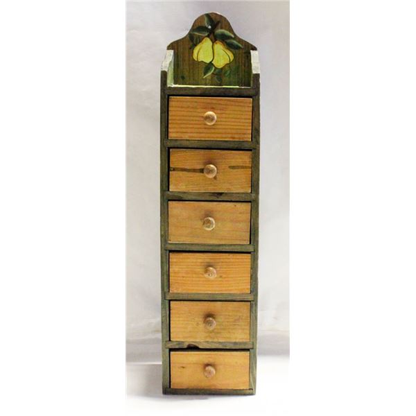 6 DRAWERED HAND-PAINTED CABINET, SIZE 16” IN