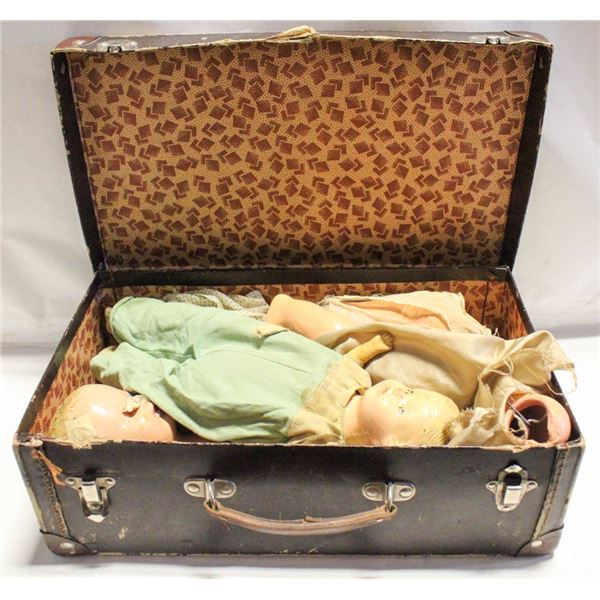 LOT OF ANTIQUE AND VINTAGE DOLLS AND DOLL PARTS