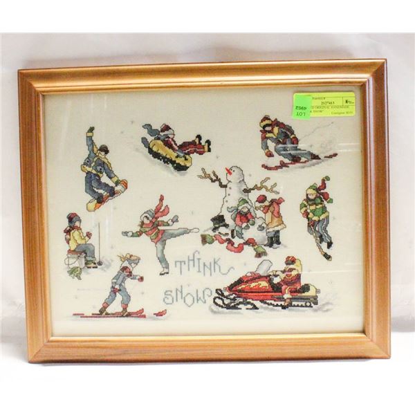FRAMED ORIGINAL HANDMADE "THINK SNOW"