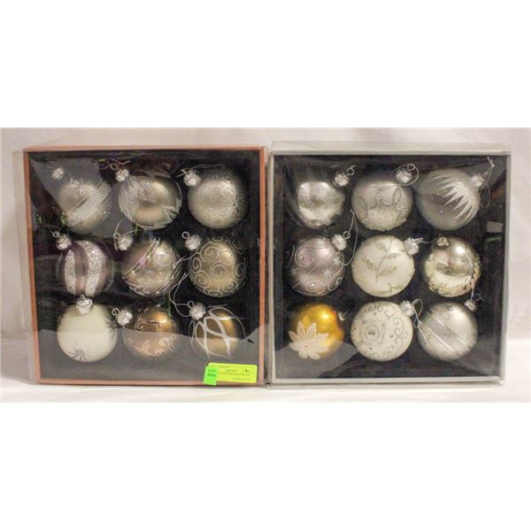 4-INCH GLASS CHRISTMAS BULBS, TAUPE,