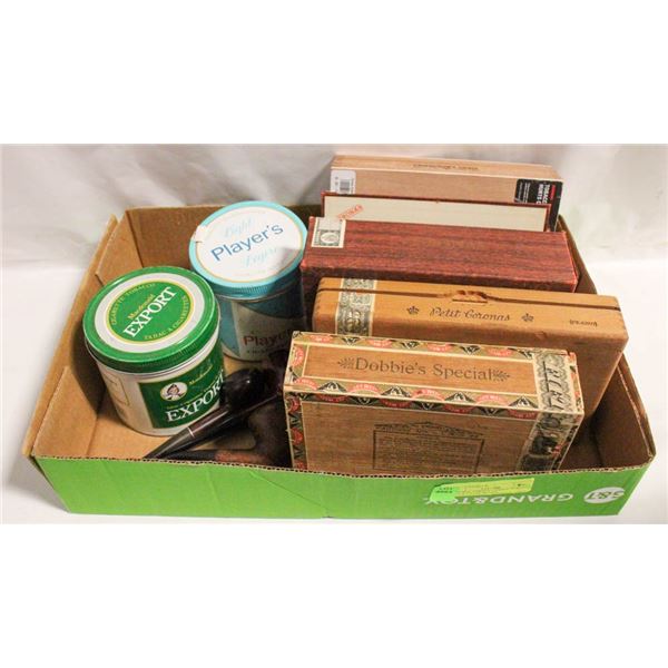 VINTAGE TOBACCO PIPES, TOBACCO TINS & CIGAR BOXES
