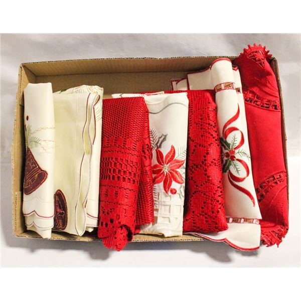 CHRISTMAS LINENS, RED & CREAM RUNNERS,