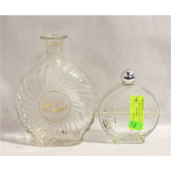 2 CLEAR GLASS DECANTERS - KENTUCKY  TAVERN RAINBOW