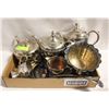 Image 1 : VINTAGE SILVER-COLOR COPPER TEAPOTS, CREAM, SUGAR,