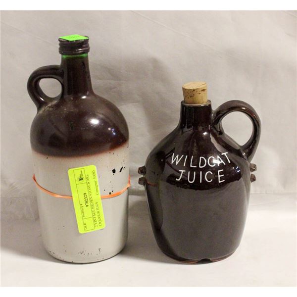 2 VINTAGE BROWN STONEWARE LIQUOUR JUGS