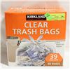 Image 1 : NEW 59 BAGS 39 GALLON KIRKLAND CLEAR TRASH BAGS