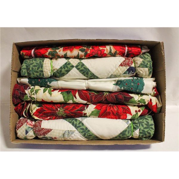 CHRISTMAS LINENS, RED & GREEN RUNNERS, TABLECLOTHS
