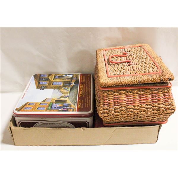 ESTATE LOT OF SEWING WICKER STORAGE UNITS PLUS