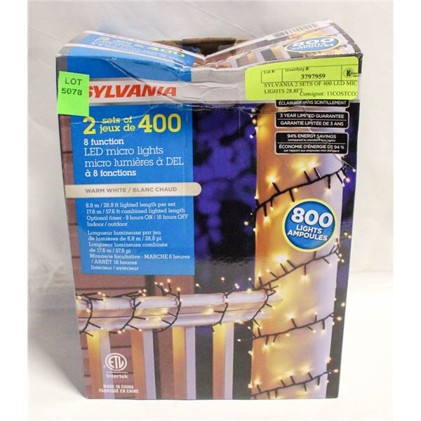 SYLVANIA 2 SETS OF 400 LED MICRO LIGHTS 28.8FT